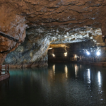 Water flowing through a natural landscape, representing how water can be stored underground to replenish aquifers.