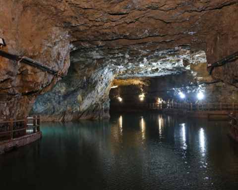 Water flowing through a natural landscape, representing how water can be stored underground to replenish aquifers.